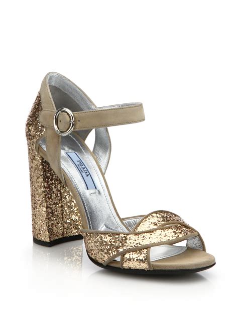 prada glitter suede sandals|Prada shoes for women.